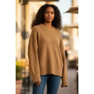 By Together Sweater Oversized Rib Knit Drop Shoulder Olive Brown Womens Medium